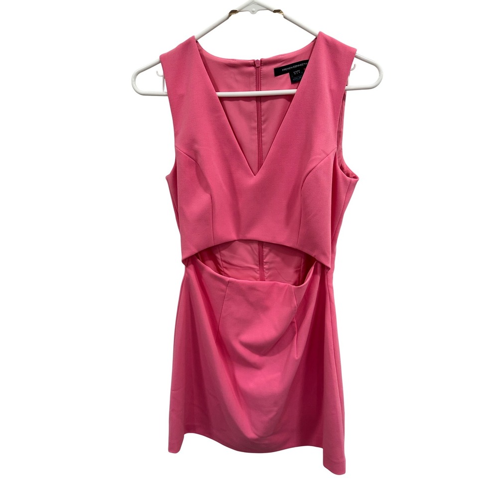 French Connection Pink Whisper V-Neck Cutout Mini Dress Sleeveless Size 6
